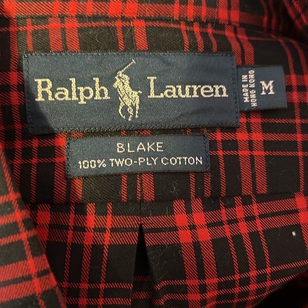 Men’s Ralph Lauren Blake 2-Ply Cotton Long Sleeve Button Plaid Shirt M - Picture 5 of 5